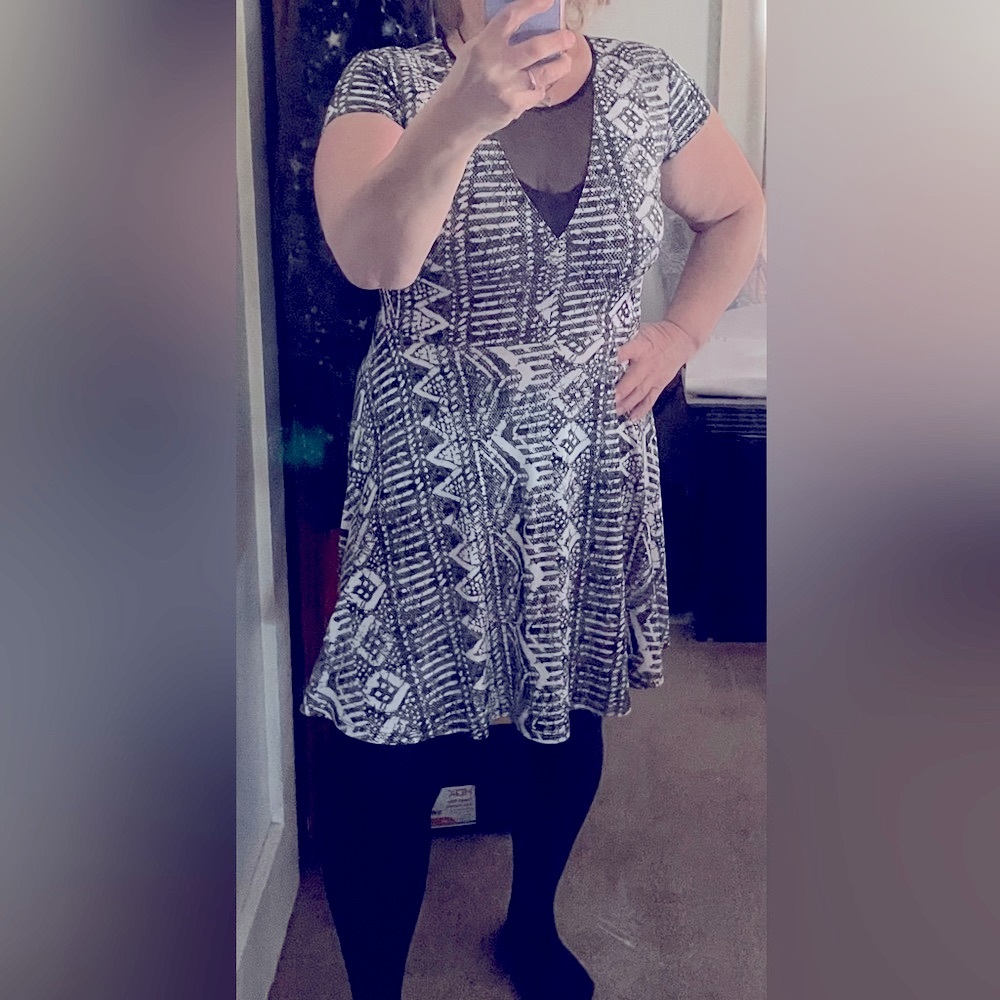 Vintage Kinch blue black and white snake print dress